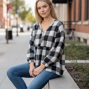 PLAID BABYDOLL TOP